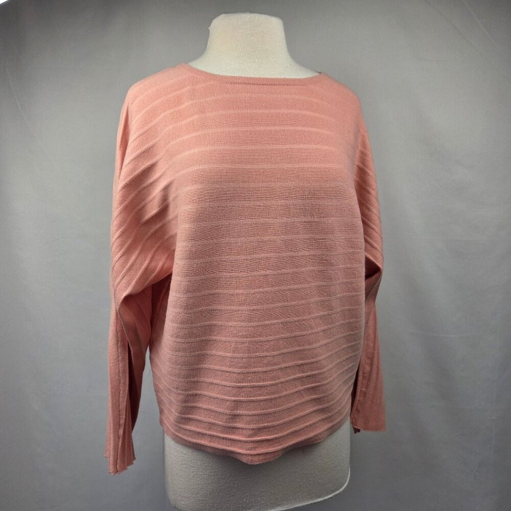 Tahari Textured 3/4 Dolman Sleeve Sweater Peach Pink Size XS NWT